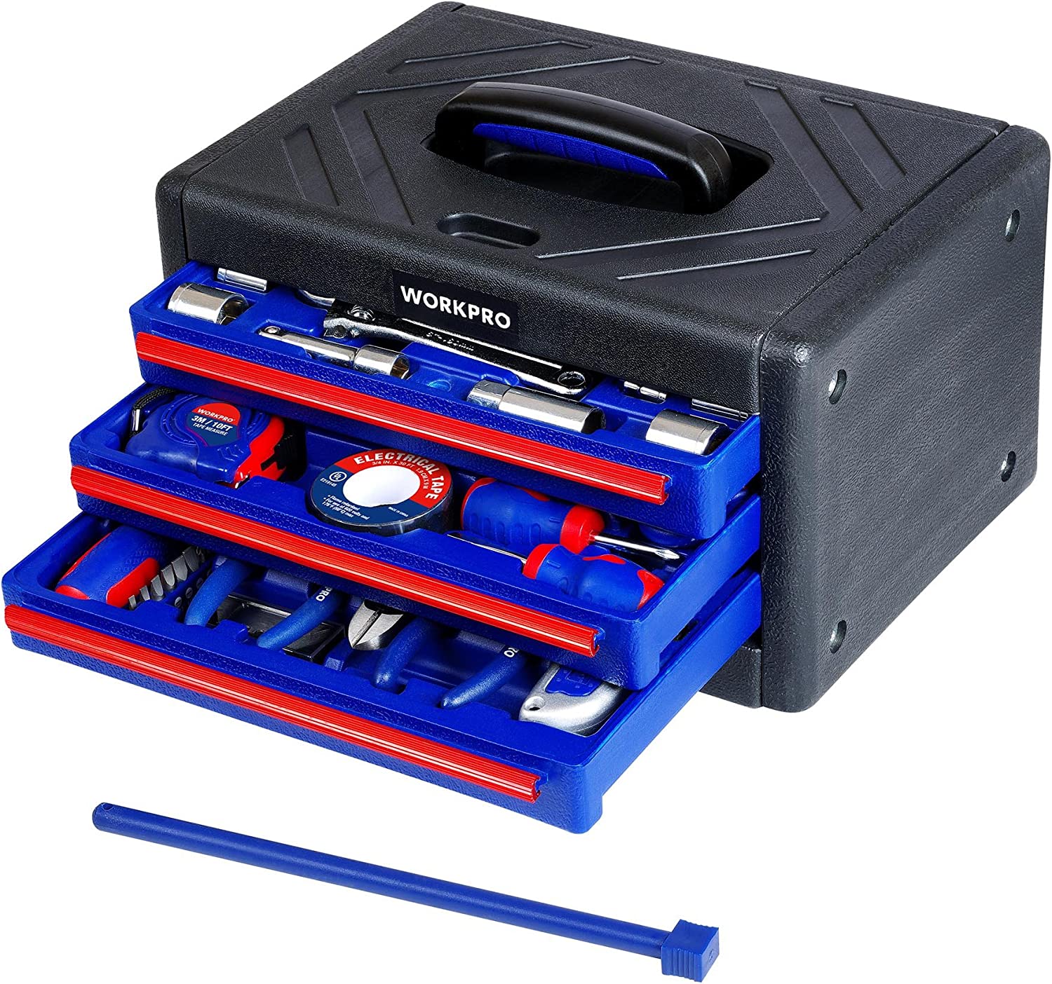 WORKPRO 125 Pcs Home Repair Tool Set with 3-Drawer Storage Case - Image 2