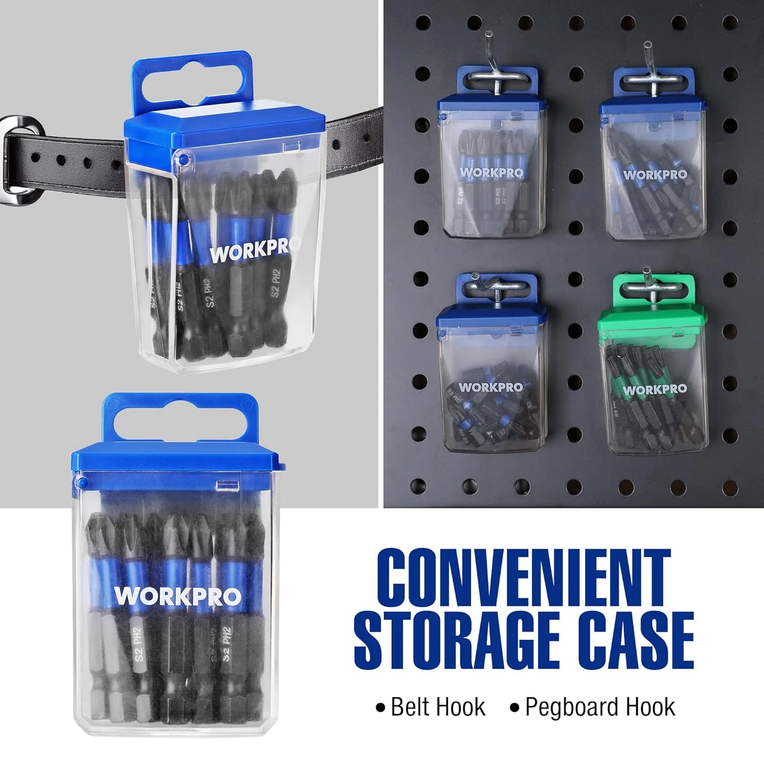 WORKPRO 12pcs PH2 Impact Phillips Screwdriver Bit Set, CNC Machined S2 Steel Tips with Magnetism, 1/4" Hex-Shank Driver Bits, 2" Long Impact Screwdriving Bits with Storage Box - Image 8