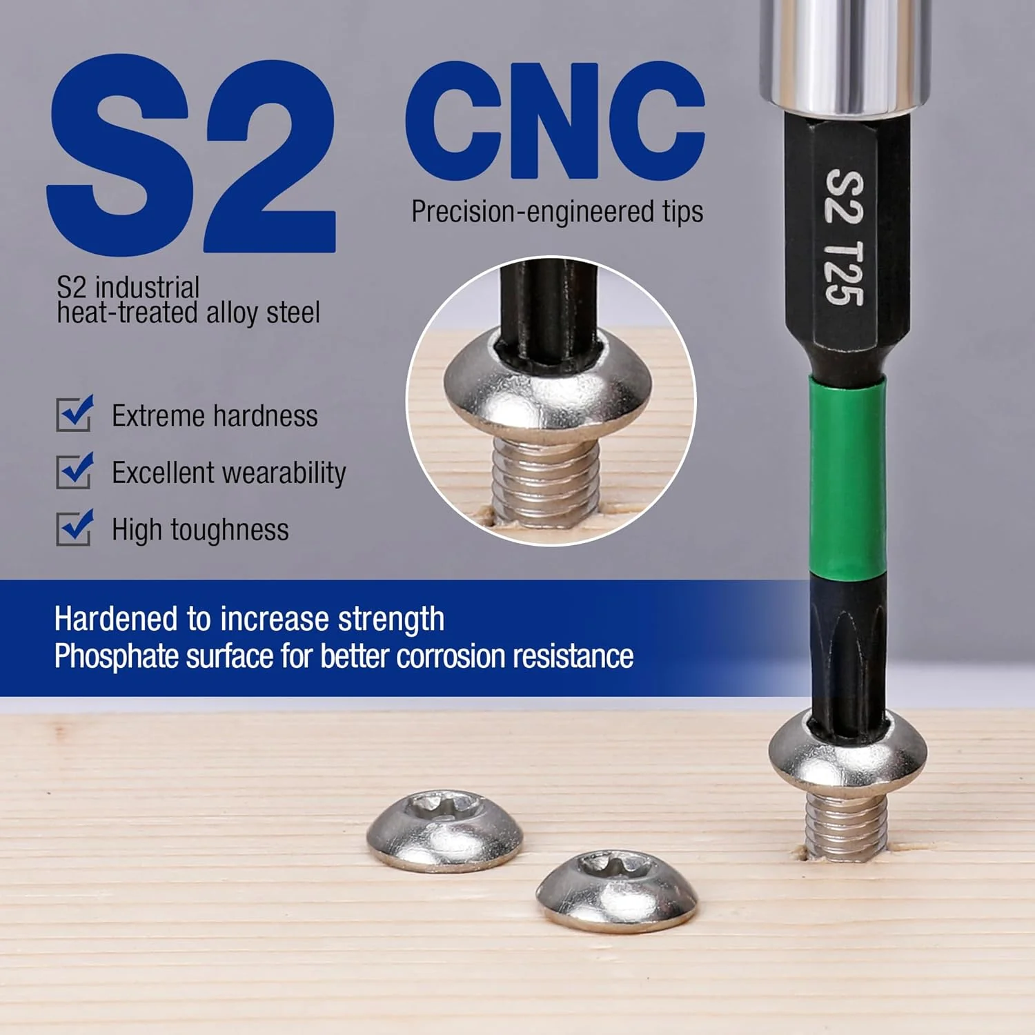 WORKPRO 12pcs T25 Torx Impact Screwdriver Bit Set, CNC Machined S2 Steel Tips with Magnetism, 1/4” Hex-Shank Star Driver Bit, 2” Long Impact Screwdriving Bits with Storage Box - Image 4