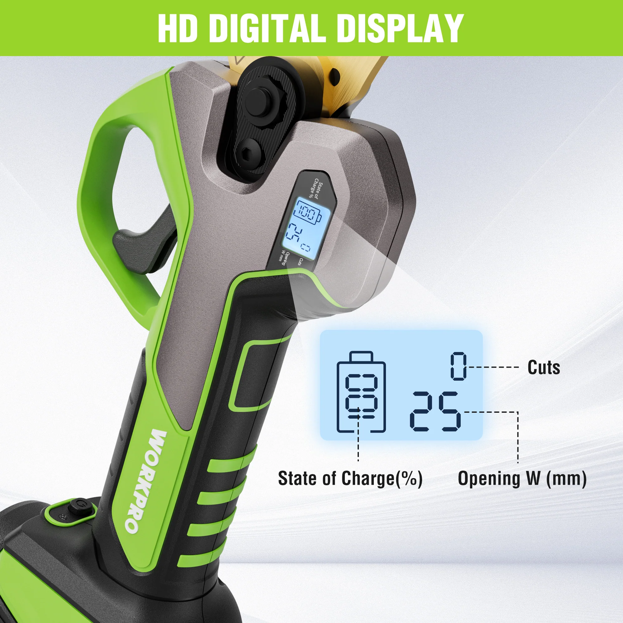 WORKPRO 12V Cordless Electric Pruning Shears with 2 Pack Rechargeable Battery and Fast Charger, 1.2 Inch Cutting Diameter - Image 5