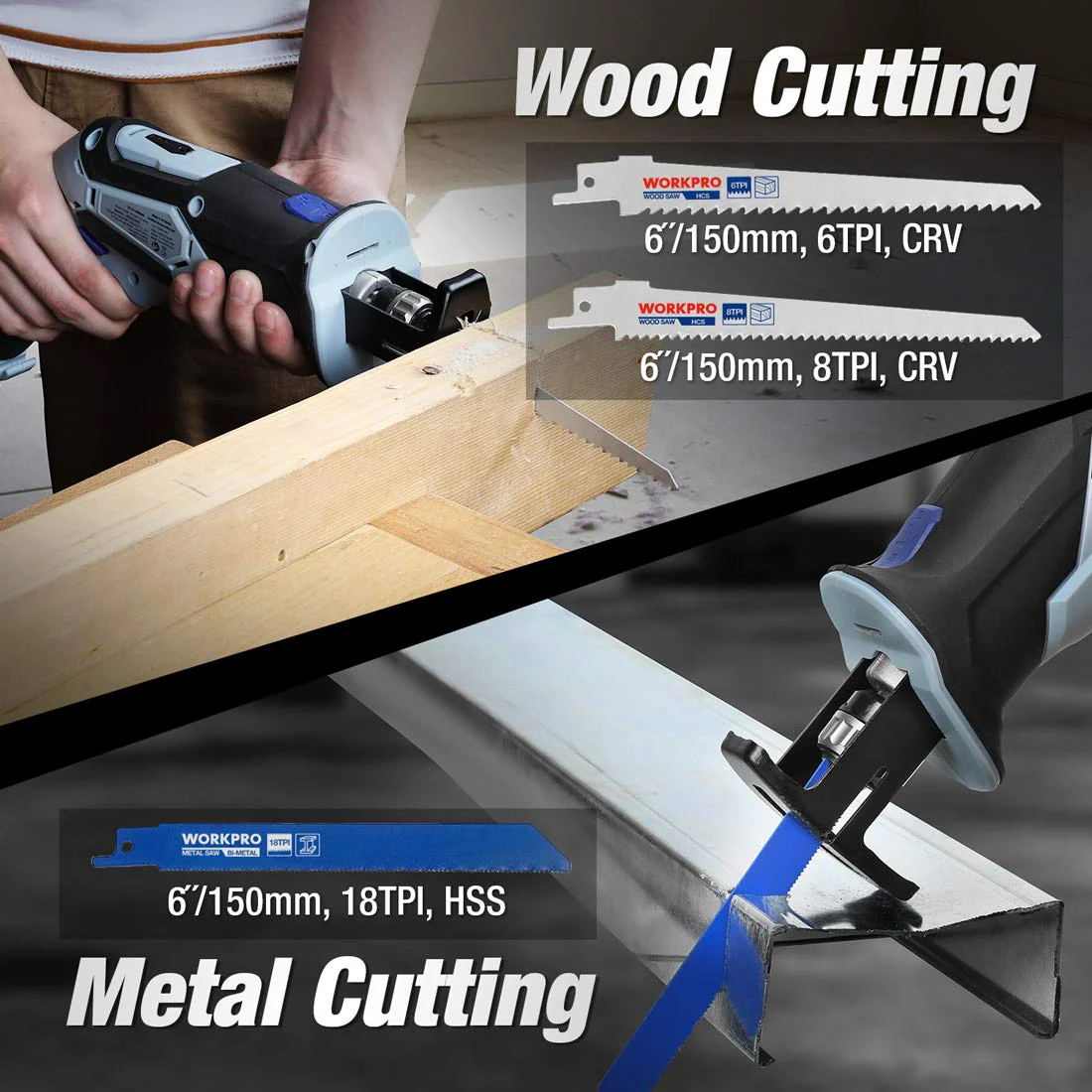 WORKPRO 12V Cordless Reciprocating Saw with Clamping Jaw - Image 4