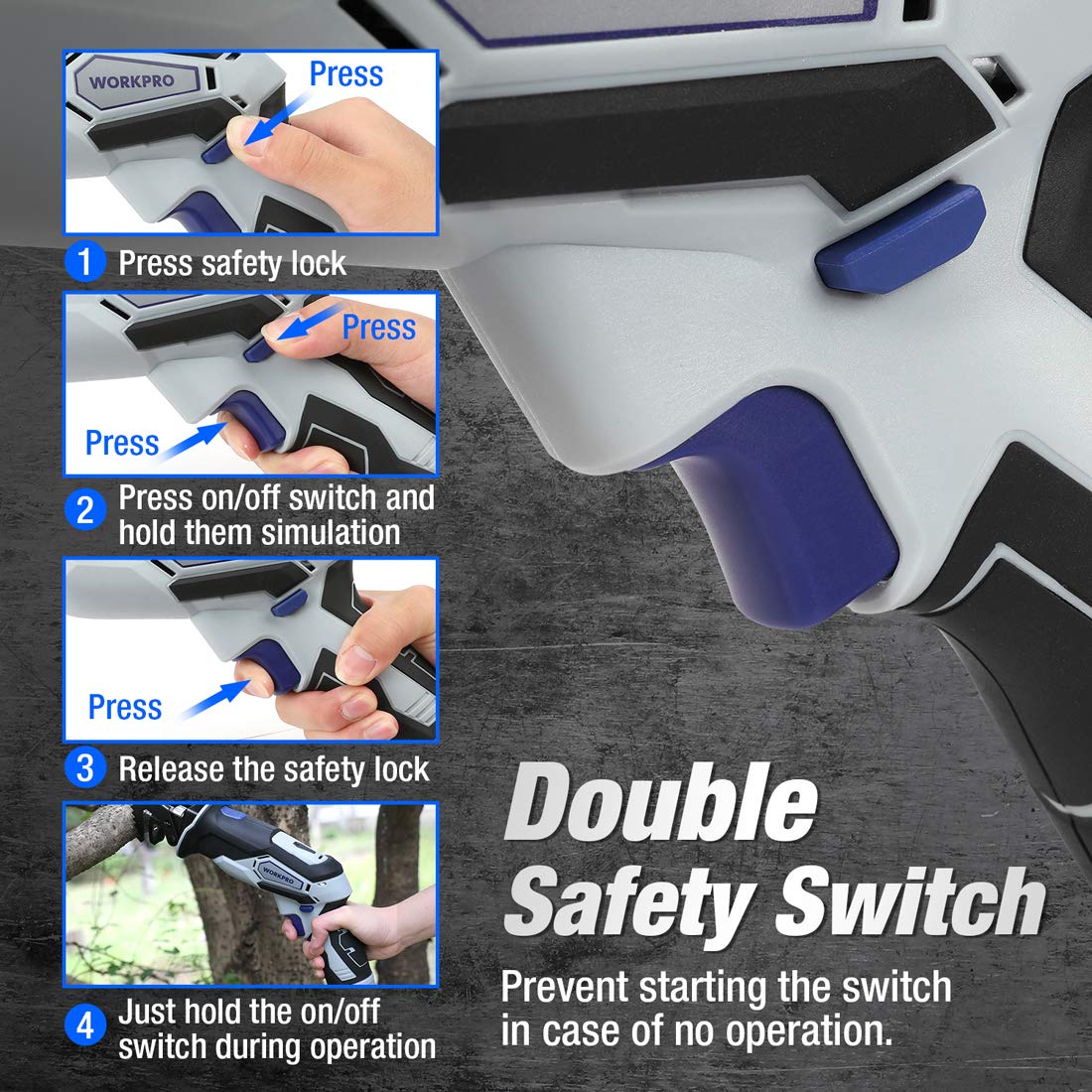 WORKPRO 12V Cordless Reciprocating Saw with Clamping Jaw - Image 6