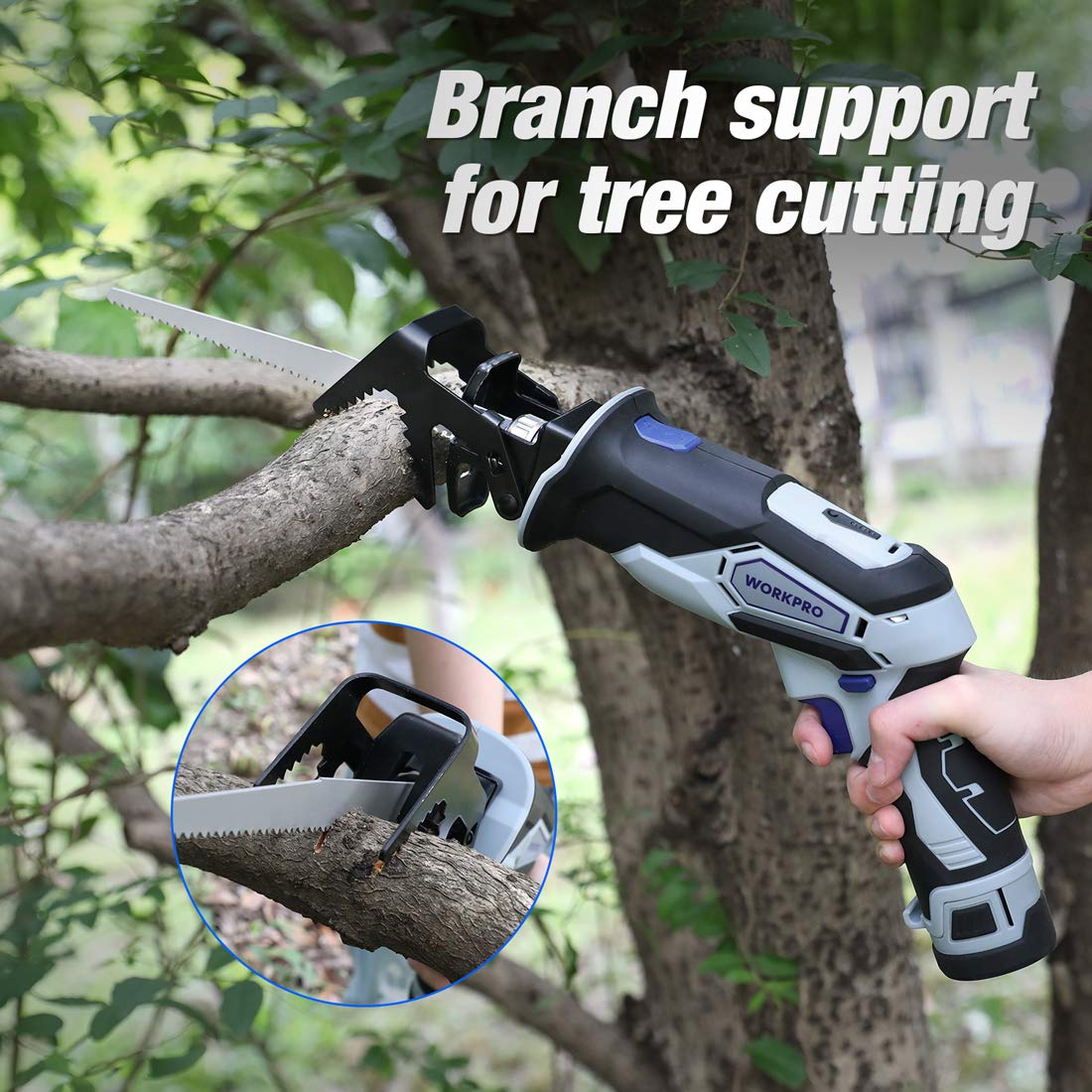 WORKPRO 12V Cordless Reciprocating Saw with Clamping Jaw - Image 7