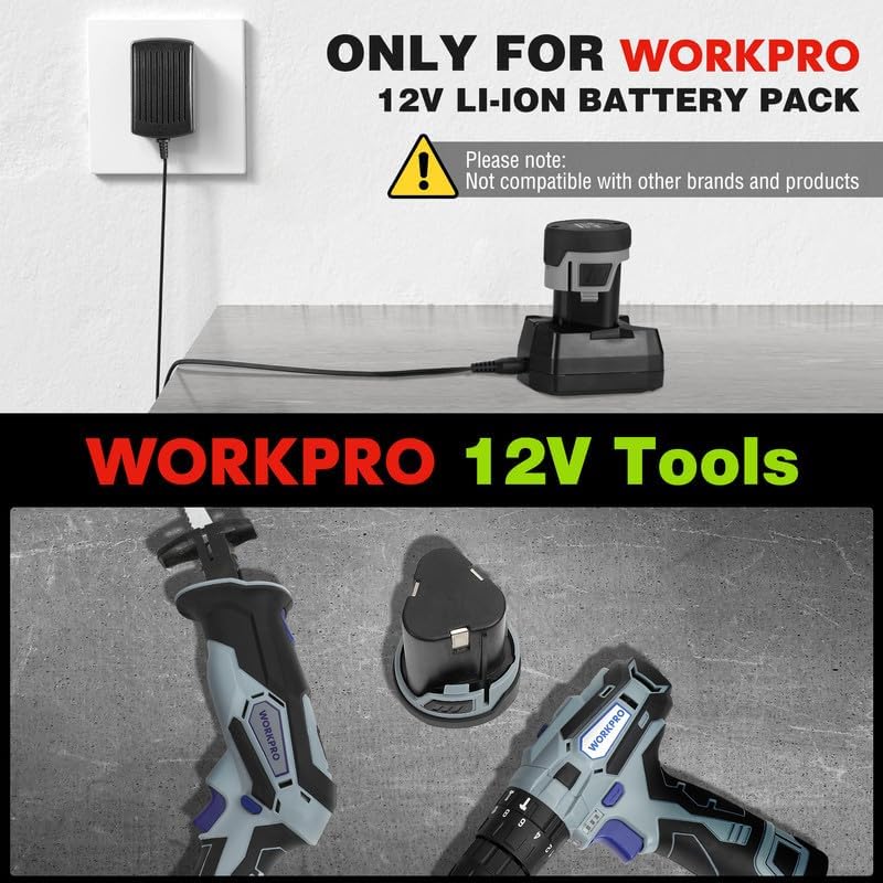 WORKPRO 12V Li-ion Battery Charger (Only for W123015A, W123016AE, W121037AH, W125077AE, W125110AH, W009088AH, W159039AH) - Image 3