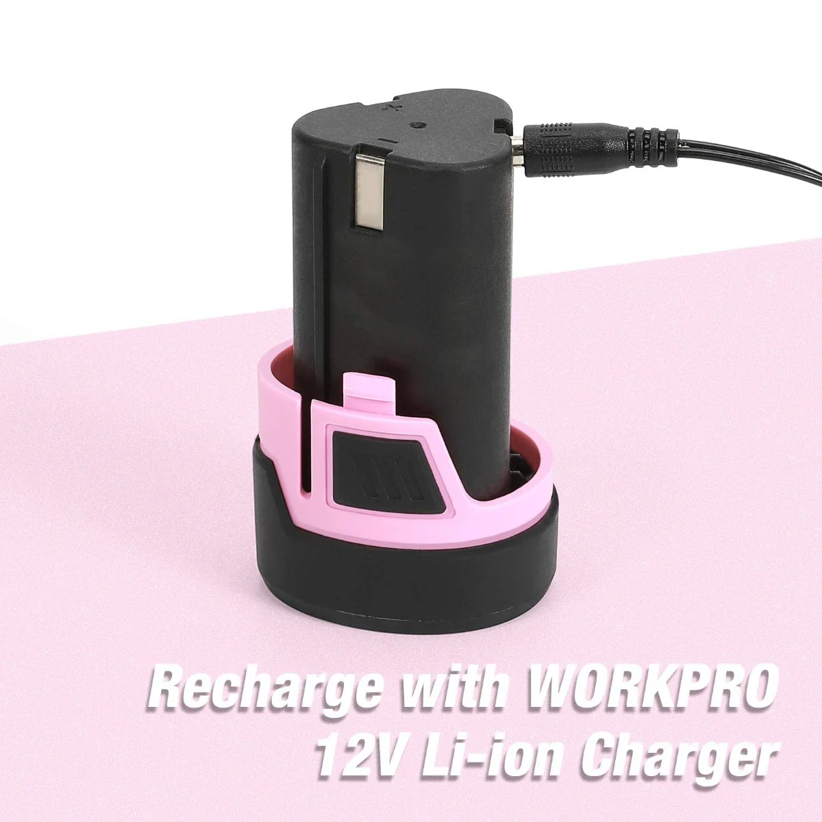 WORKPRO 12V Lithium-ion Replacement Battery for 12V Pink Cordless Drill Driver - Image 4