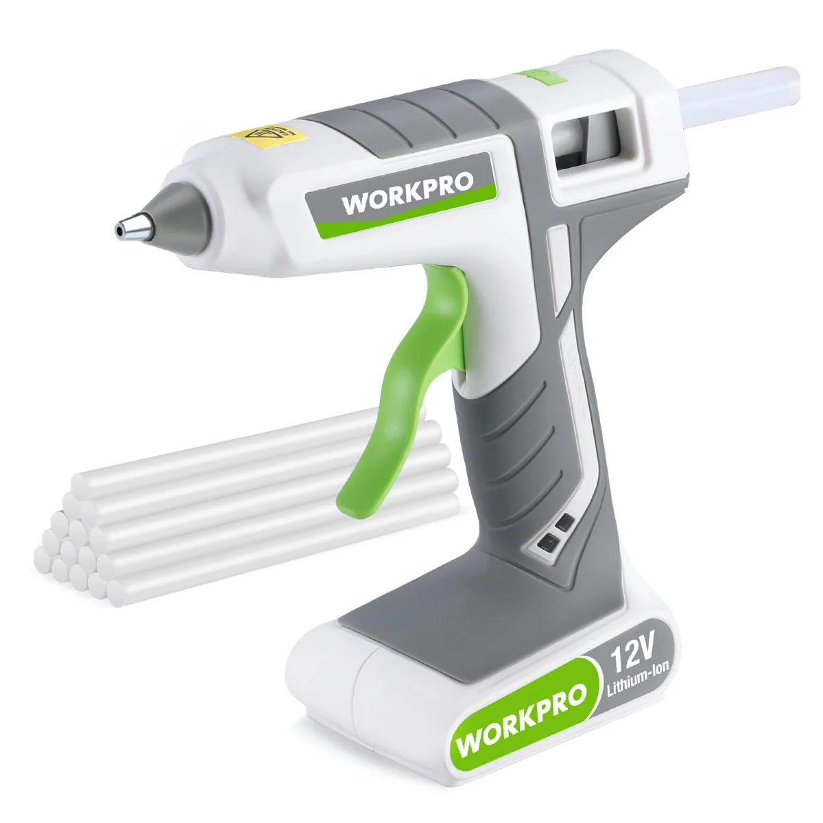 WORKPRO 12V Rechargeable Full Size Cordless Hot Melt Glue Gun-Pink Ribbon - Image 8