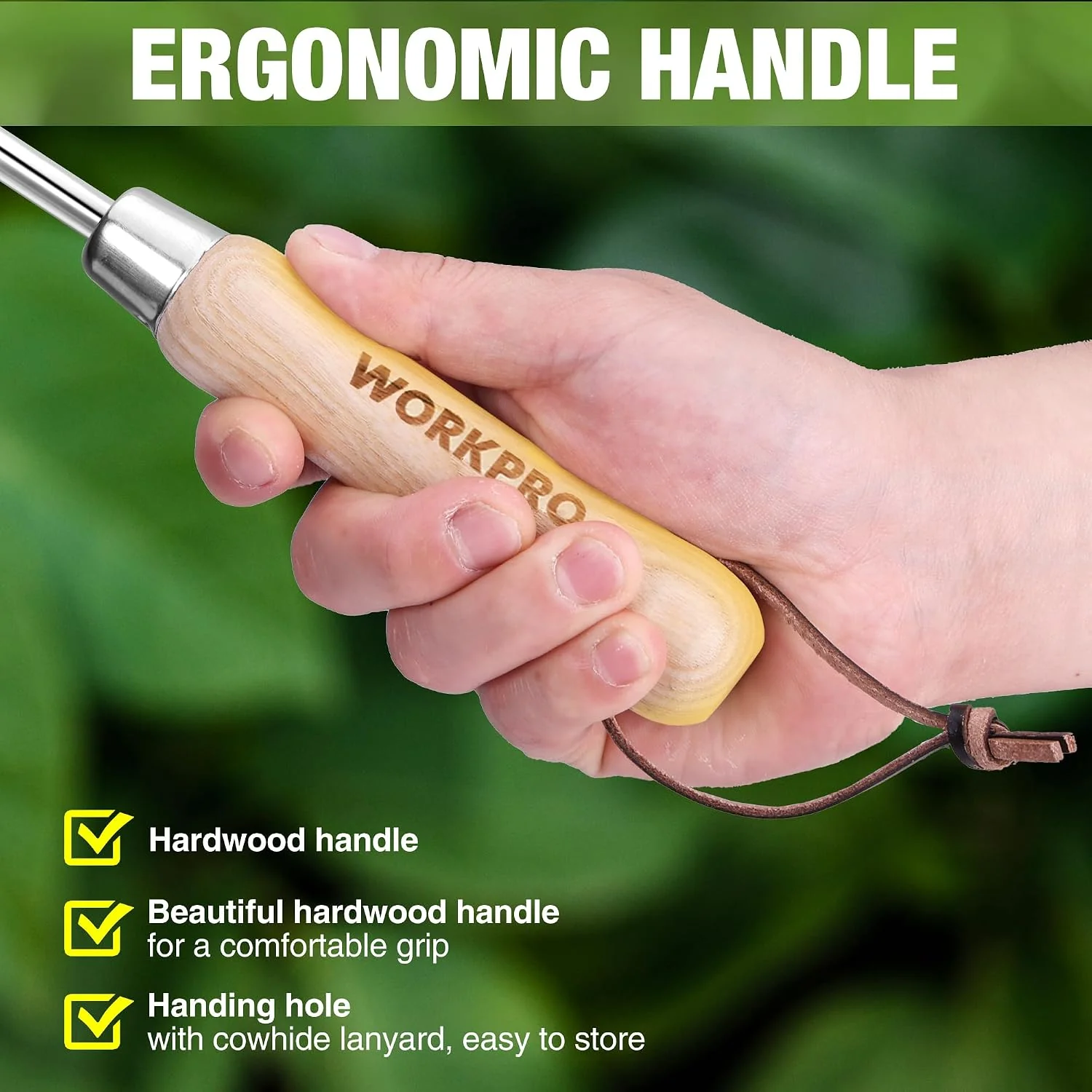 WORKPRO Crack Weeder, 13.5" Stainless Steel Crevice Weeding Tool with Wooden Handle, L-Shaped Side-Walk Weed Puller Spatula, for Garden Lawn Yard Patio Terrace Paving Garden Tool - Image 5