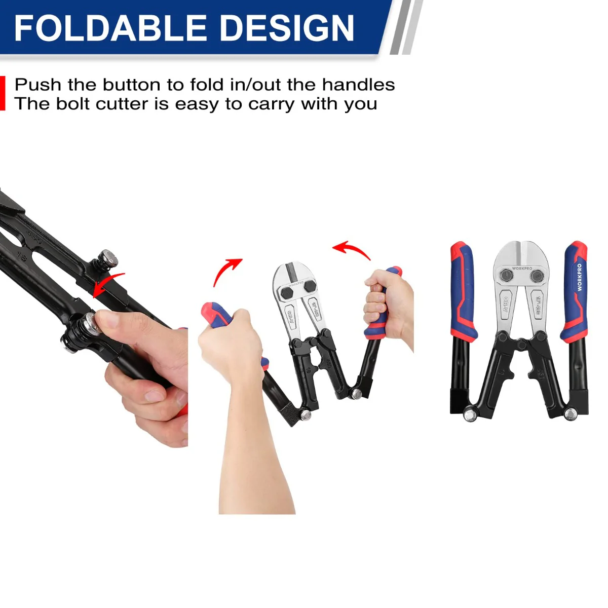 WORKPRO 14/18 Inch Bolt Cutter, Tri-Material Handle with Comfort Grip - Image 5