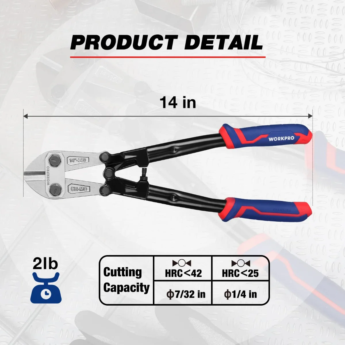 WORKPRO 14/18 Inch Bolt Cutter, Tri-Material Handle with Comfort Grip - Image 7
