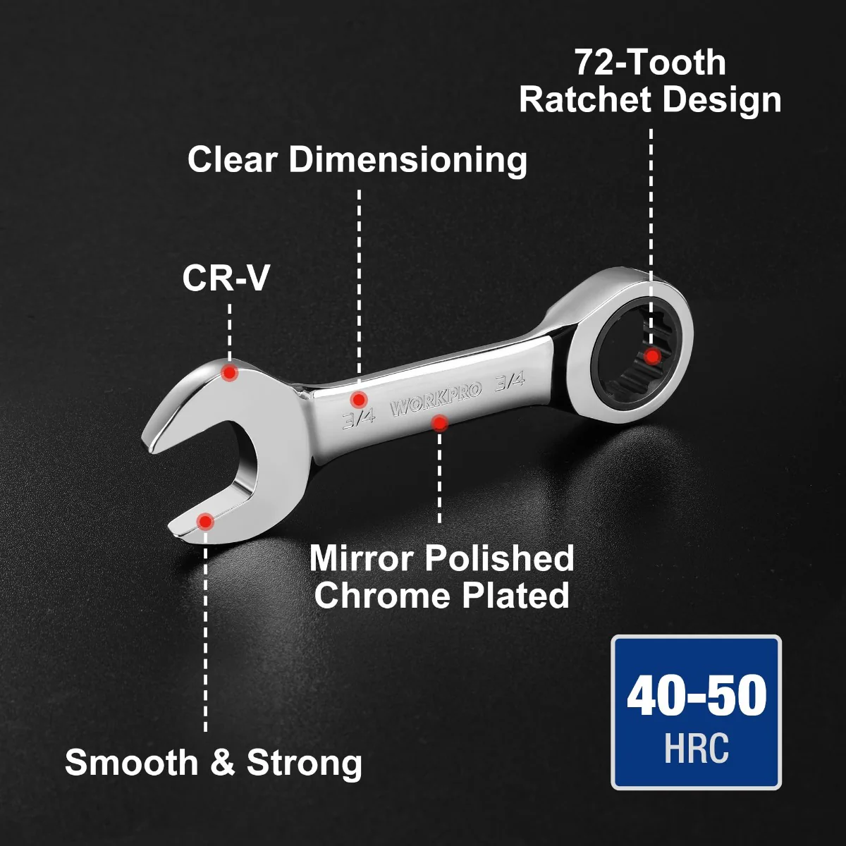 WORKPRO 14-Piece Ratcheting Combination Stubby Wrench Set - Image 3