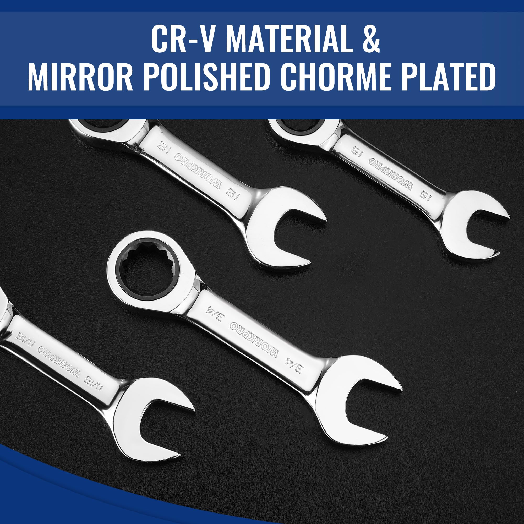 WORKPRO 14-Piece Ratcheting Combination Stubby Wrench Set - Image 8