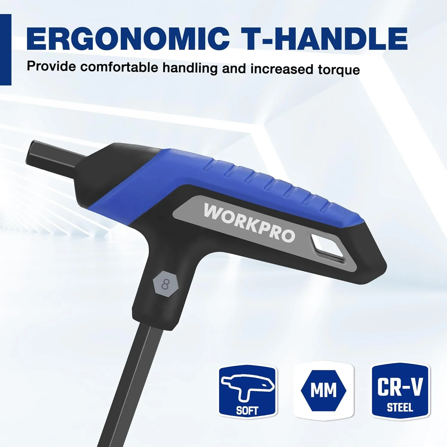 WORKPRO 14-Piece T-Handle Allen Wrench Set, Metric & SAE T Handle Hex Key, Long Hex Key Wrench Sets with Storage Rack for DIY, Auto Bike Repair Tool, Basic Home Repair and Mechanics Maintenance - Image 7