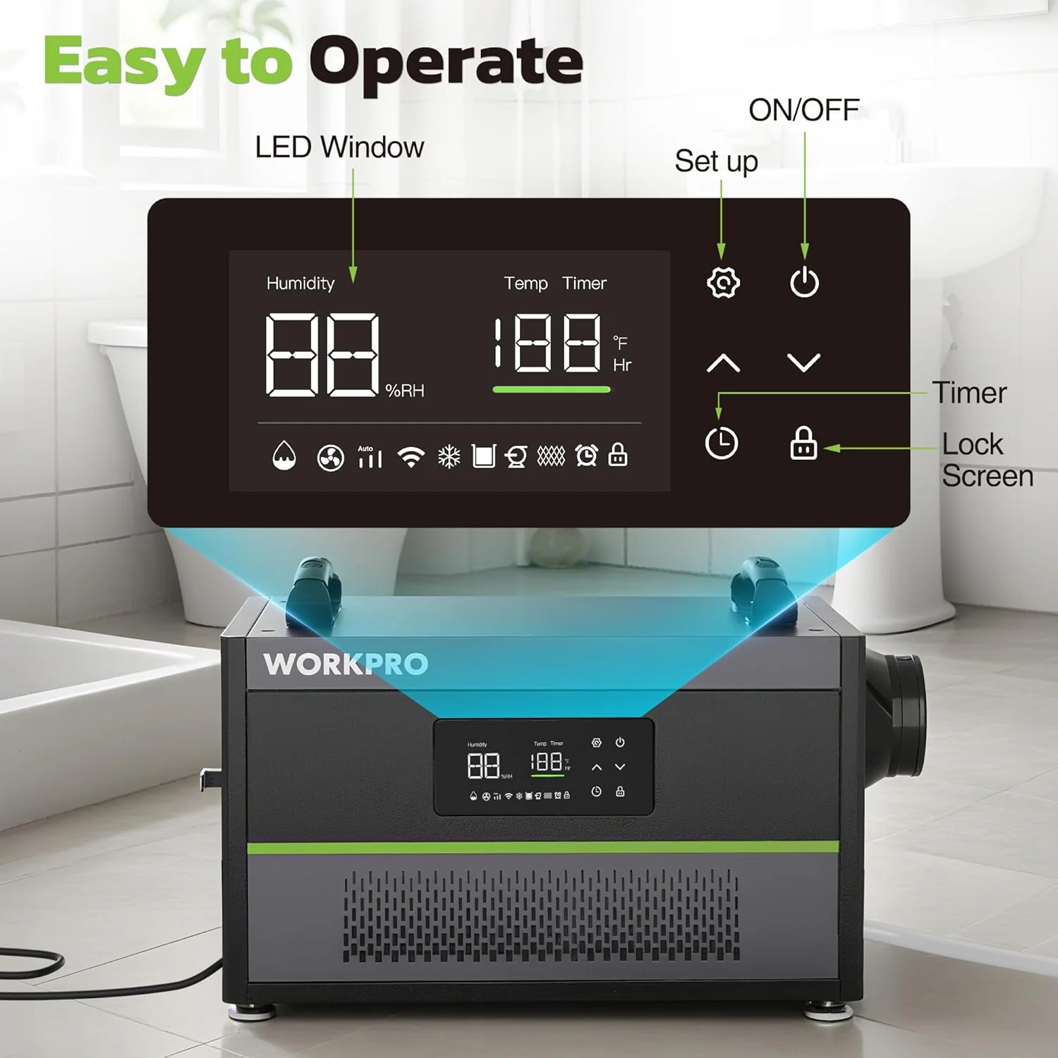 WORKPRO 145-Pint Commercial Crawl Space Dehumidifier for Basement, Garage, and Warehouse - Image 5