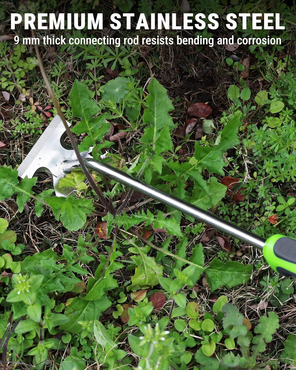 WORKPRO 15-Inch 6-Tine Weed Puller Tool for Deep Root Removal | Stainless Steel Hand Weeder with Ergonomic Soft Grip for Removing Dandelions and Deep-Rooted Weeds in Lawn, Garden and Yard - Image 4
