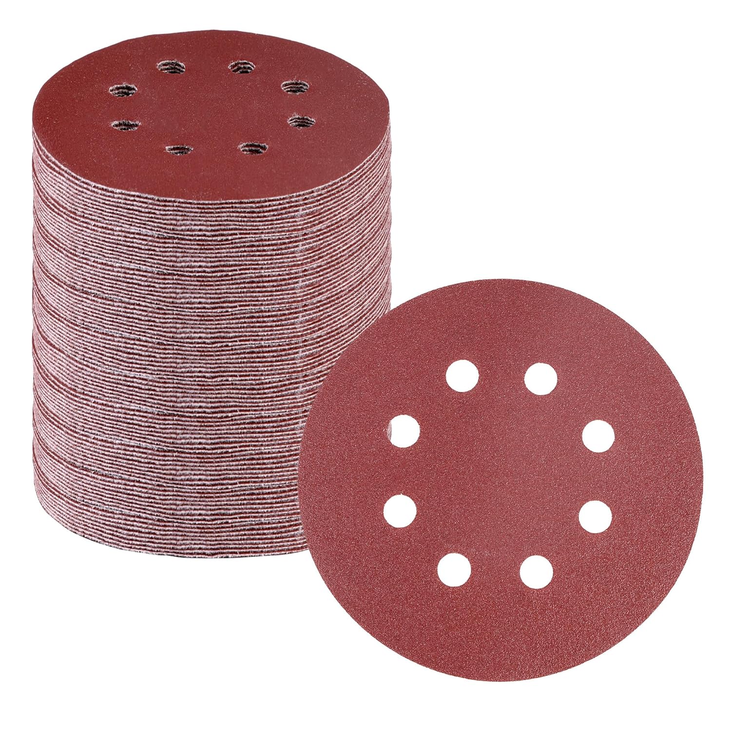 WORKPRO 150-Piece 150 Grit Sanding Discs - 5-Inch 8-Hole Hook and Loop Sandpaper for Random Orbital Sander (Not for Oscillating Tools or Mouse Sander)