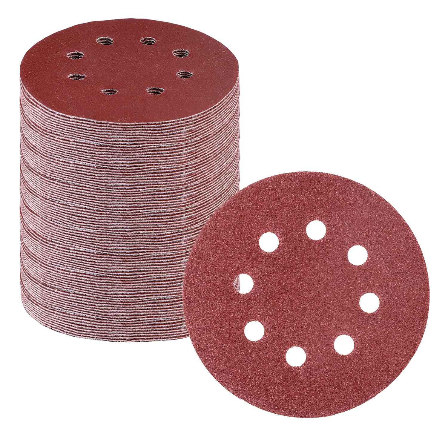 WORKPRO 150-Piece 180 Grit Sanding Discs - 5-Inch 8-Hole Hook and Loop Sandpaper for Random Orbital Sander (Not for Oscillating Tools or Mouse Sander)