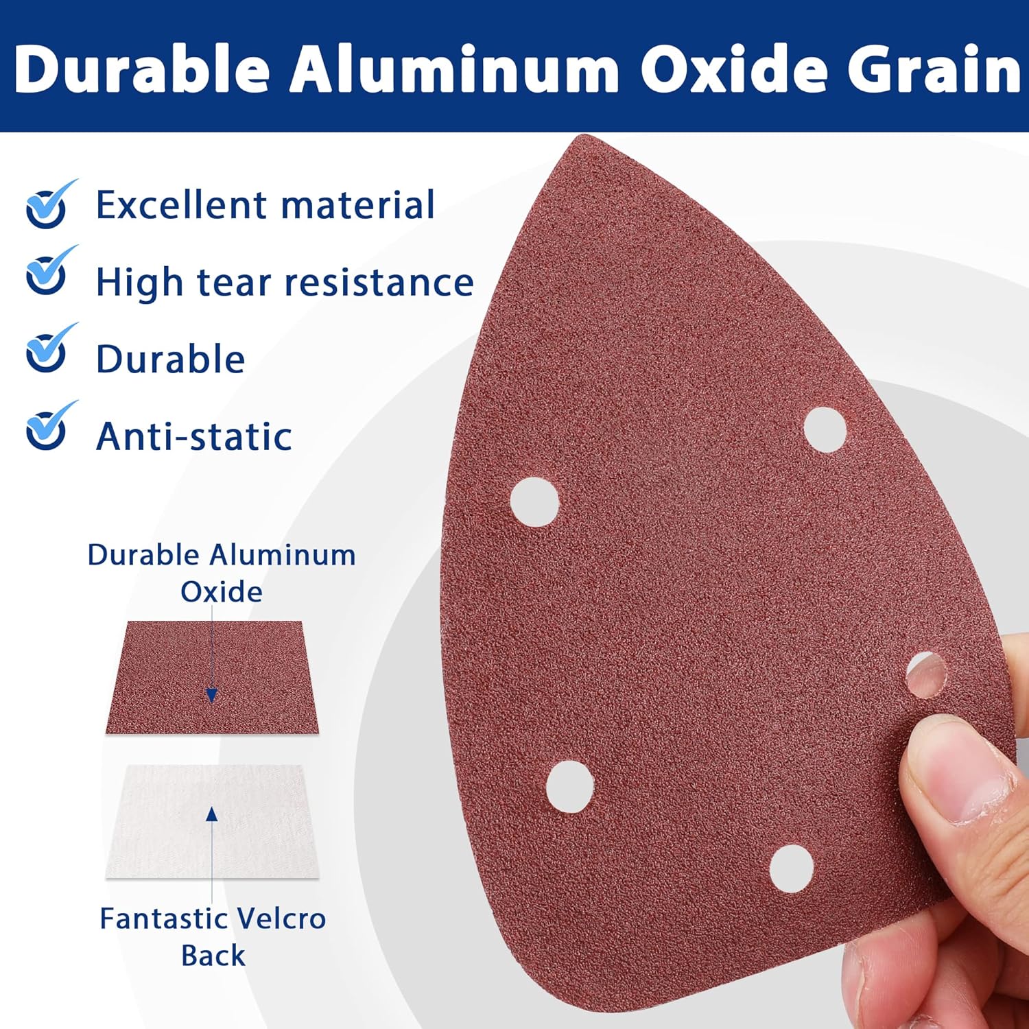 WORKPRO 150PCS Mouse Sander Pads, 5 Hole Detail Sander Sandpaper Sanding Sheets, 40/80/120/180/240 Assorted Grits for Wood Furniture - Image 3