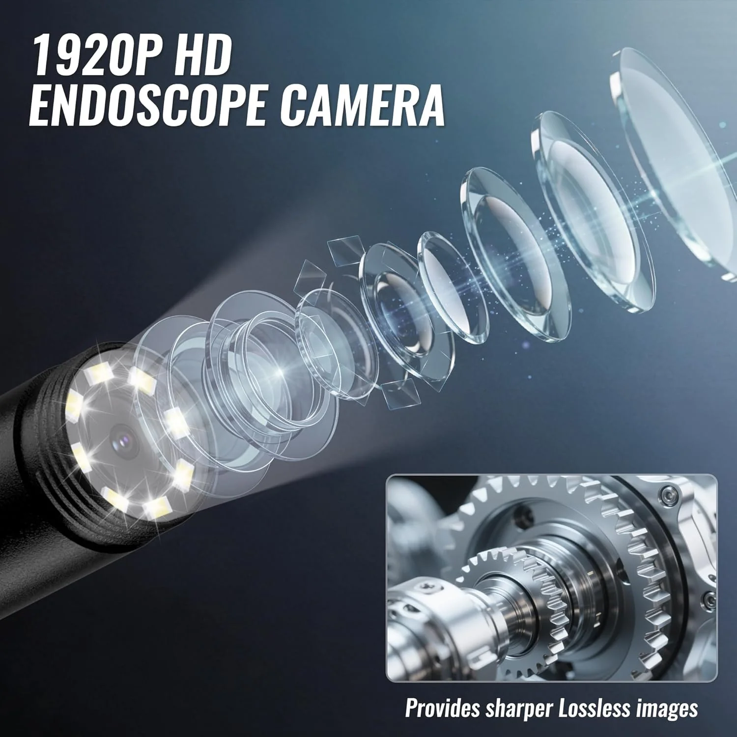 WORKPRO 16.4FT Industrial Endoscope Camera, 1920P HD Semi Rigid Snake Borescope with 8 Adjustable LED Lights, Inspection Camera for iOS and Android - Image 2