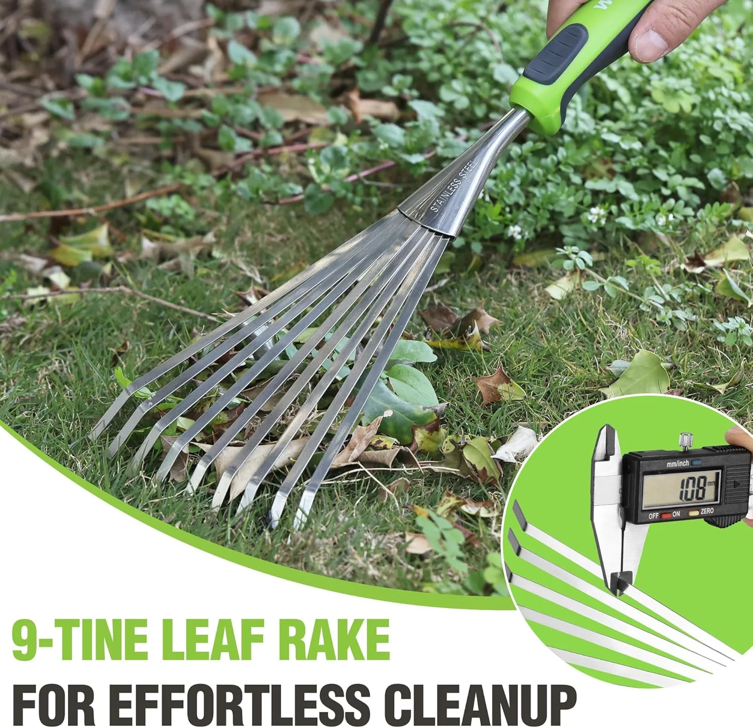WORKPRO 16" Hand Rake, Heavy Duty Stainless Steel Garden Rake with Soft Handle, Small Garden Hand Tool for Gardening, Cultivating, Loosening Soil & Spreading Mulch, Flower Beds - Image 4