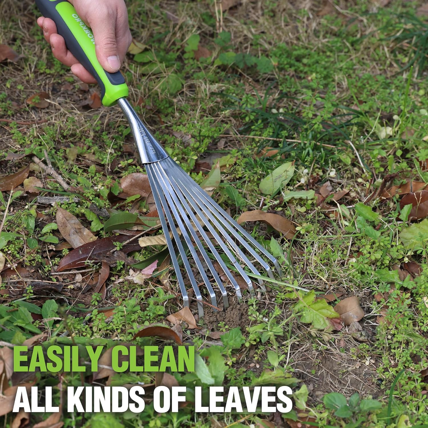 WORKPRO 16" Hand Rake, Heavy Duty Stainless Steel Garden Rake with Soft Handle, Small Garden Hand Tool for Gardening, Cultivating, Loosening Soil & Spreading Mulch, Flower Beds - Image 5