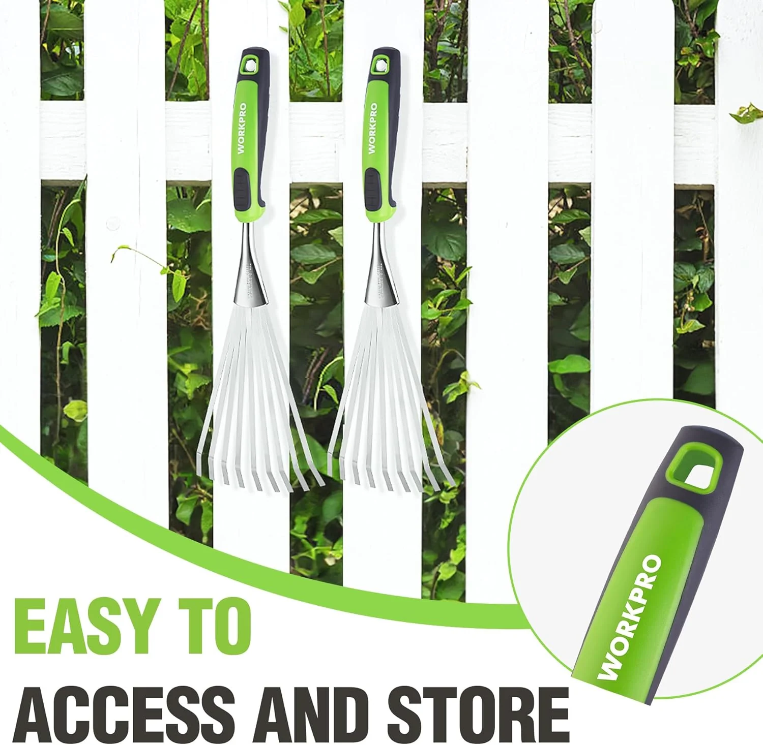 WORKPRO 16" Hand Rake, Heavy Duty Stainless Steel Garden Rake with Soft Handle, Small Garden Hand Tool for Gardening, Cultivating, Loosening Soil & Spreading Mulch, Flower Beds - Image 7