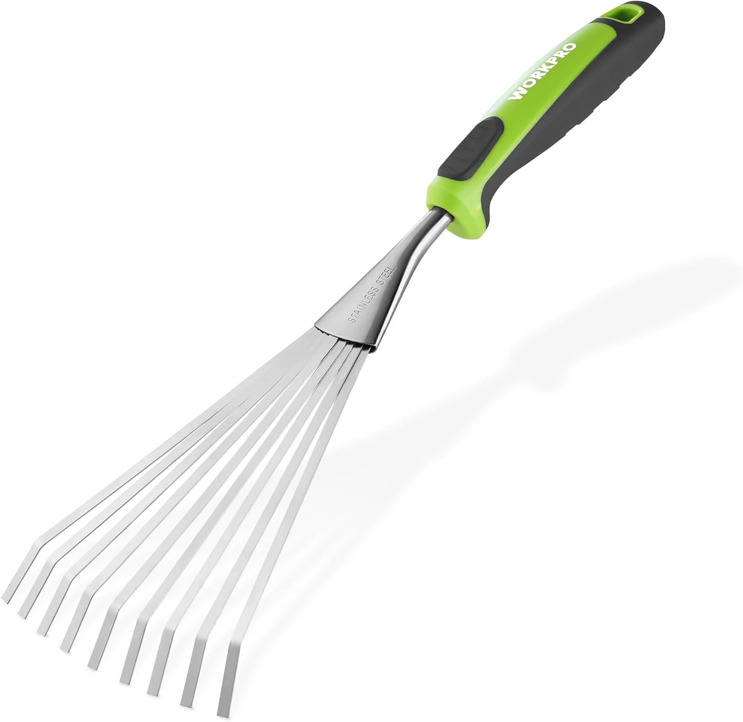 WORKPRO 16" Hand Rake, Heavy Duty Stainless Steel Garden Rake with Soft Handle, Small Garden Hand Tool for Gardening, Cultivating, Loosening Soil & Spreading Mulch, Flower Beds - Image 9