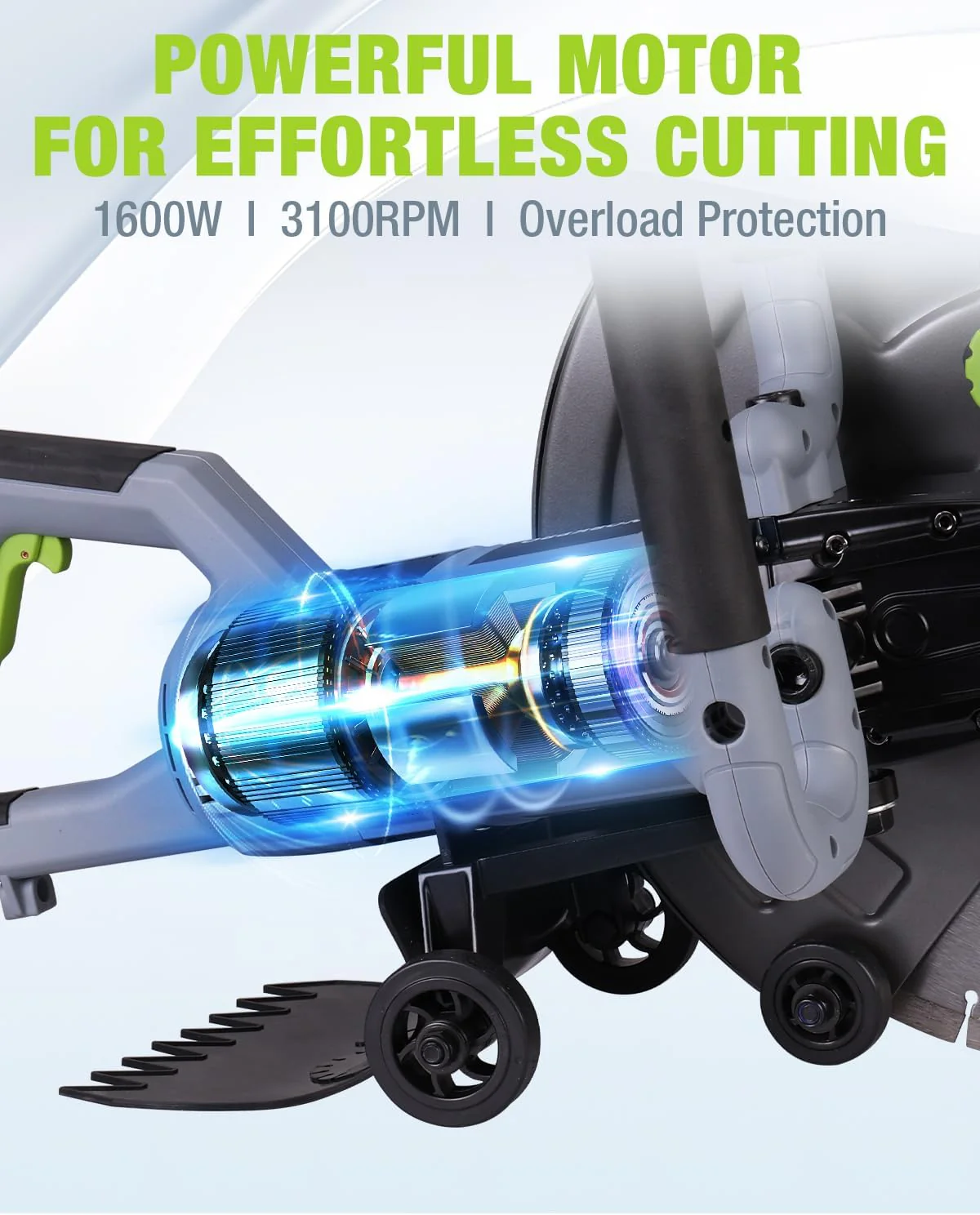 WORKPRO 16 Inch Wet Concrete Saw with Water Cutting Attachment, 1600W 3100RPM Electric Concrete Saw, Max Cutting Depth 6.69", Ideal for House, Foundation, Courtyard Renovation - Image 3