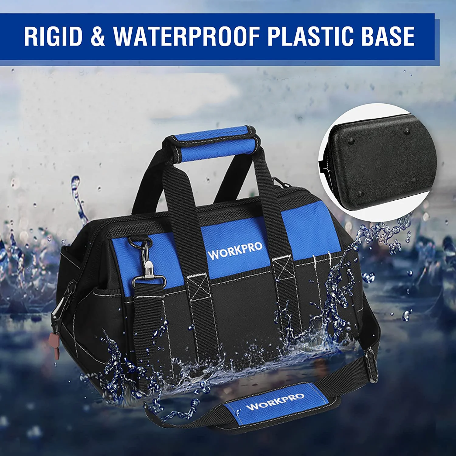 WORKPRO 16-inch Wide Mouth Tool Bag with Water Proof Molded Base - Image 5