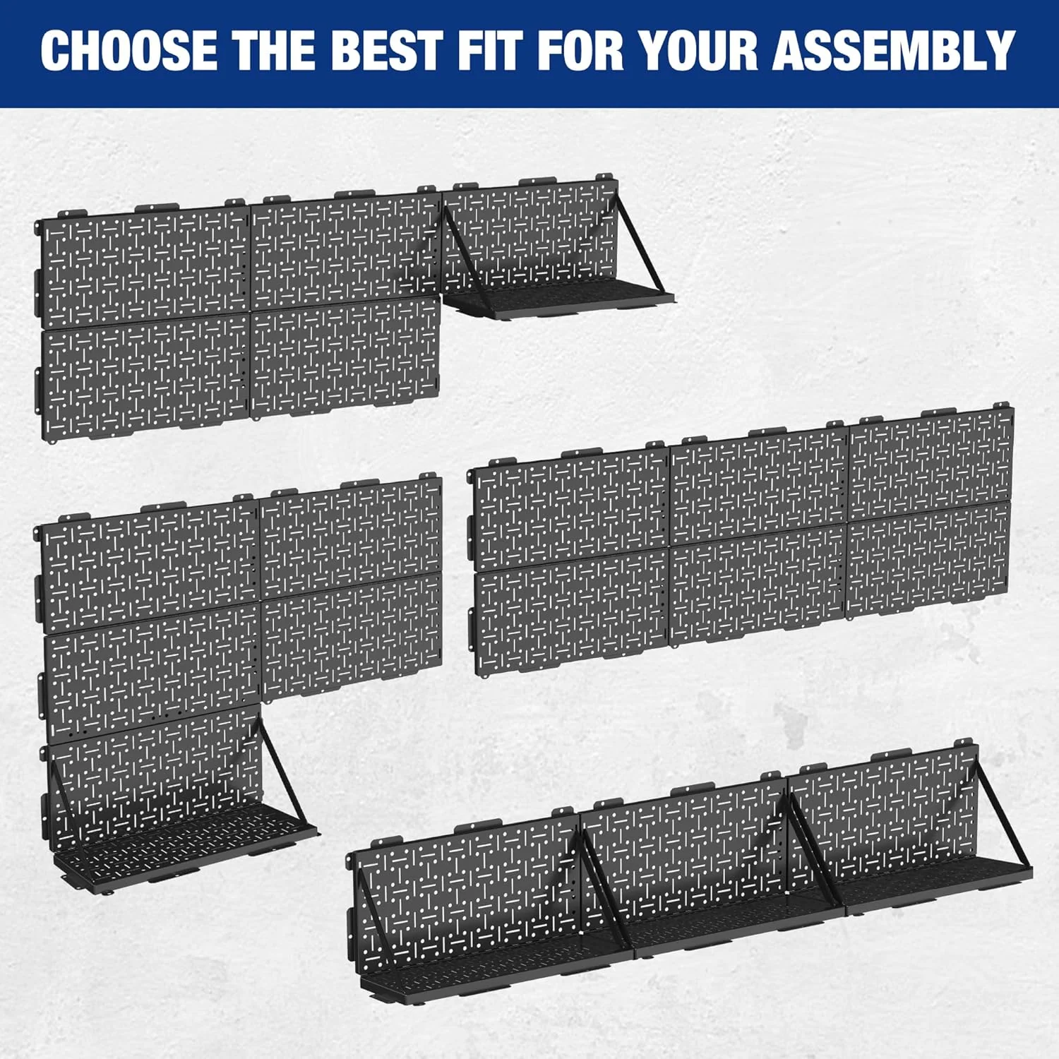 WORKPRO 16”x 16” Metal Peg Board, Foldable Black Pegboard for Wall Organization, Steel Panel with Round Holes & Vertical Slots, Ideal Tool Organizer in Office and Craft Room, 3 Pack - Image 4