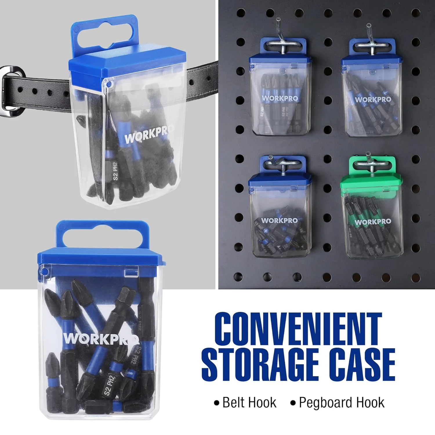 WORKPRO 16pcs PH2 Impact Phillips Screwdriver Bit Set, CNC Machined S2 Steel Tips with Magnetism, 1/4" Hex-Shank Driver Bits, 1"& 2" Long Impact Screwdriving Bits with Storage Box - Image 8