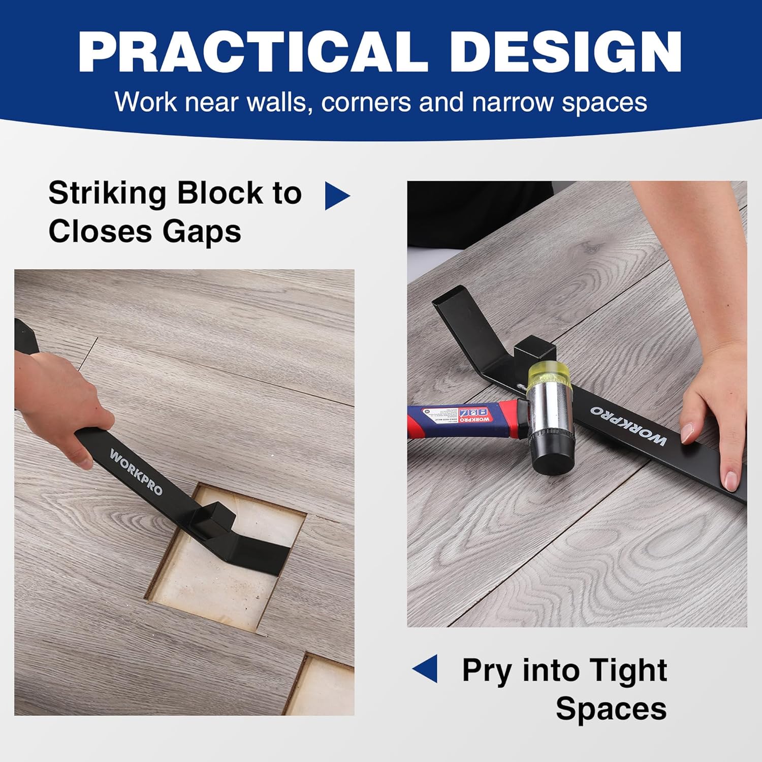 WORKPRO 17" Heavy Duty Pull and Pry Bar, Professional Pull Bar Flooring Tool for Wood Floor, Vinyl Plank, LVP, LVT and Floating Floor Installation - Image 3