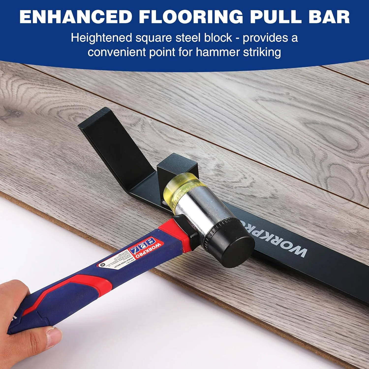 WORKPRO 17" Heavy Duty Pull and Pry Bar, Professional Pull Bar Flooring Tool for Wood Floor, Vinyl Plank, LVP, LVT and Floating Floor Installation - Image 6