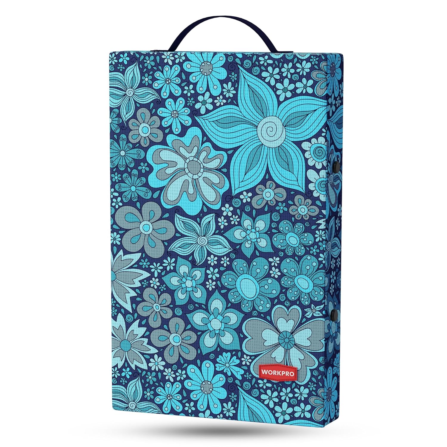 WORKPRO 17" Kneeling Pad with Removable Cover, Blue Floral Printing | Soft NBR Foam Cushioning, Large Size, For Gardening, Daily Chores, Workout Supplies