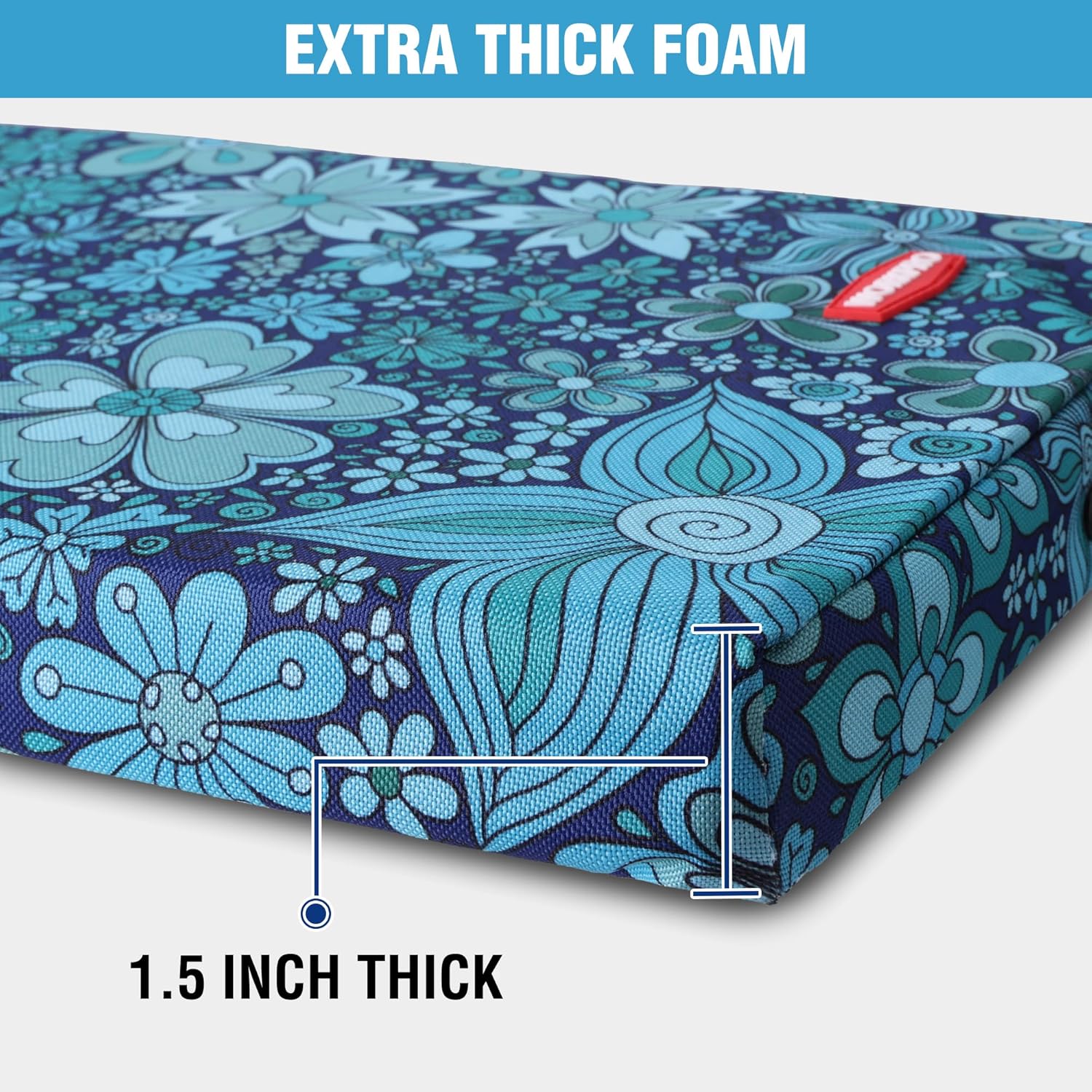 WORKPRO 17" Kneeling Pad with Removable Cover, Blue Floral Printing | Soft NBR Foam Cushioning, Large Size, For Gardening, Daily Chores, Workout Supplies - Image 6