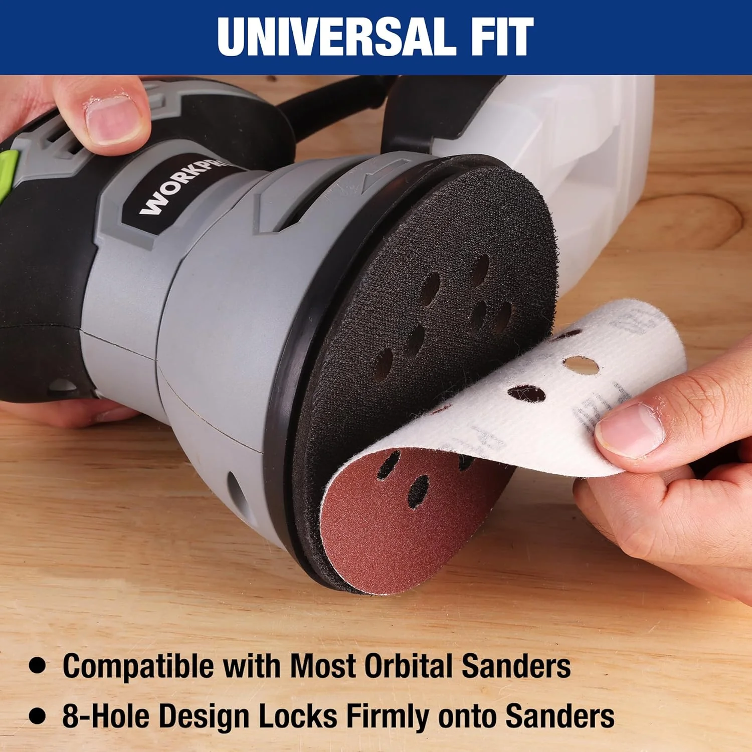 WORKPRO 170-piece Sanding Discs Set - 5-Inch 8-Hole Sandpaper 11 Grades Include 40,60,80,100,120,150,180,240,320,400,600 Grits for Random Orbital Sander(Not for Oscillating Tools or Mouse Sander) - Image 7