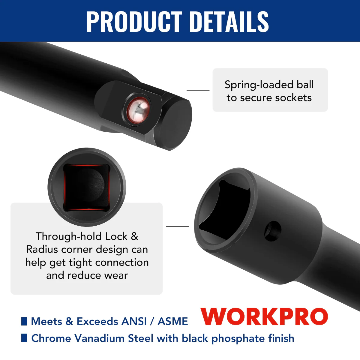 WORKPRO 18 Pcs Drive Tool Accessory Set - Image 4