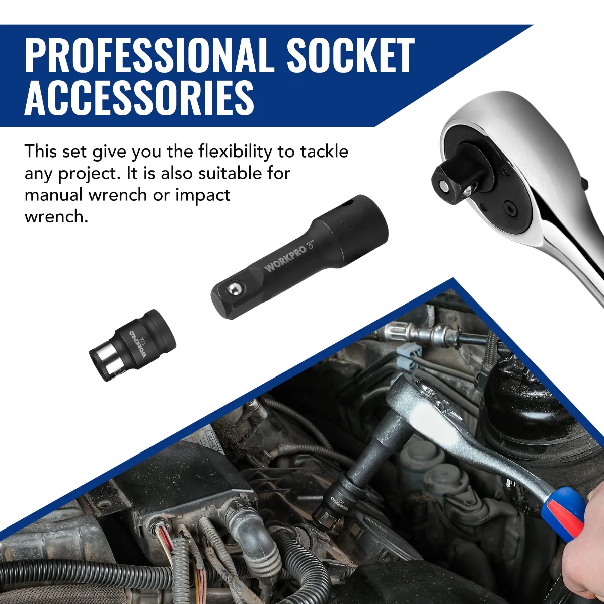 WORKPRO 18 Pcs Drive Tool Accessory Set - Image 6