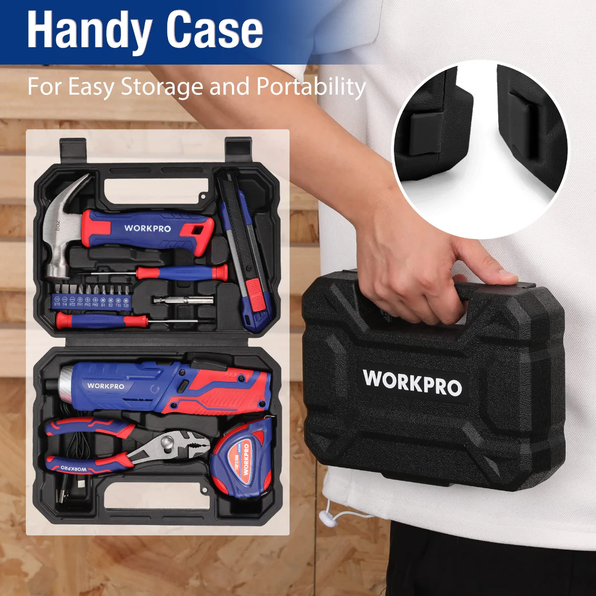 WORKPRO 18 Pcs General Home Tool Kit - Pink Ribbon - Image 15
