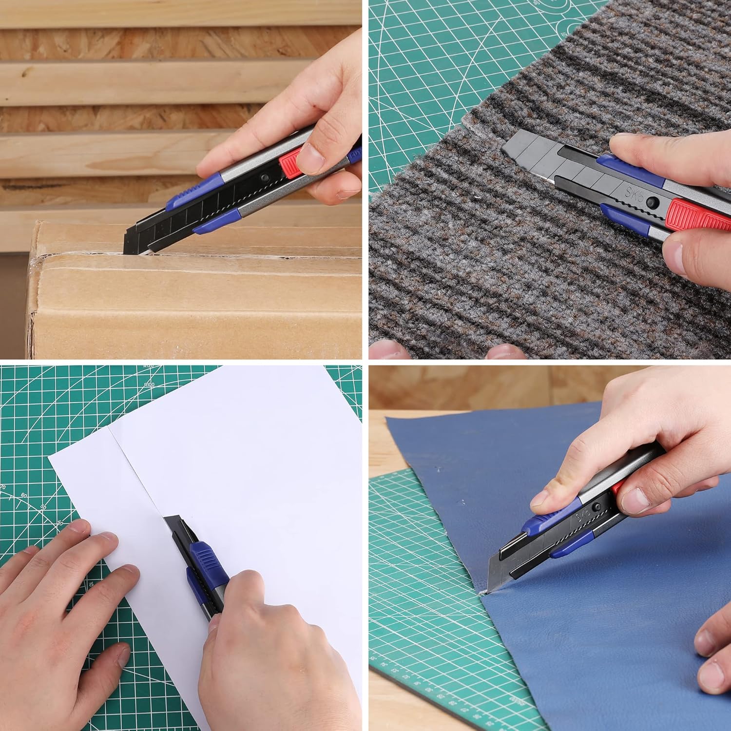 WORKPRO 18mm Retractable Utility Knife with 10-Piece SK5 Blades | Heavy Duty Snap-off Box Cutter, For Cartons, Cardboard and Boxes, Perfect for Office and Home Use - Image 2