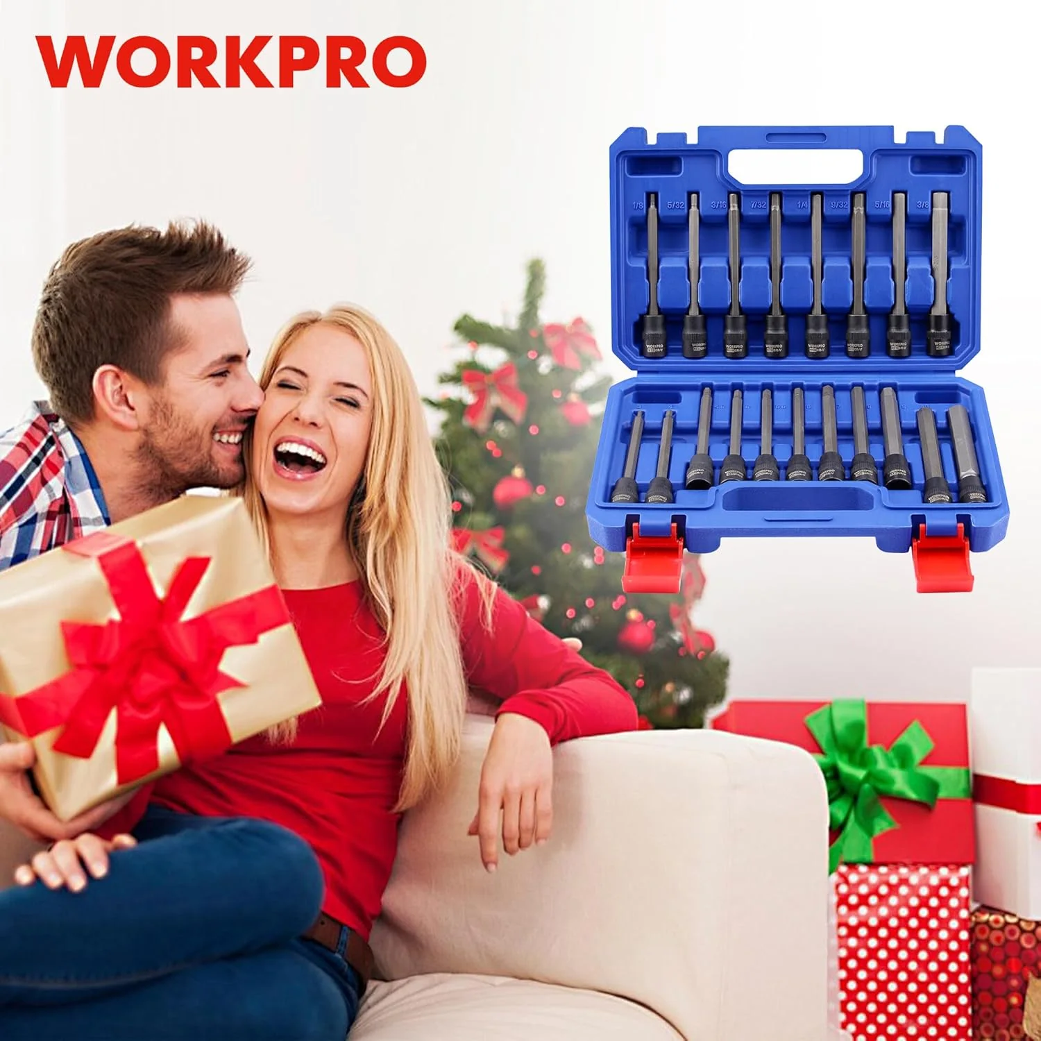 WORKPRO 19-piece 3/8 Inch Drive Extra Long Hex Bit Socket Set, Torx Bit Socket Set, Premium S2 Steel Long Allen Star Bits and CR-V Sockets Set with Storage Case - Image 7