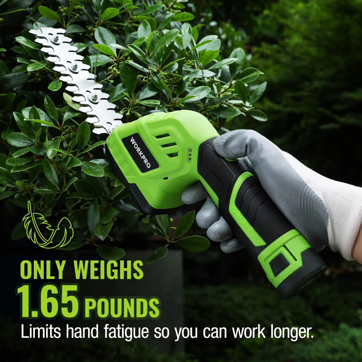 WORKPRO 2 in 1 12V Electric Cordless Grass Hedge Shear & Handheld Shrubbery Trimmer, with 2.0Ah Rechargeable Lithium-Ion Battery and 1 Hour Fast Charger - Image 6