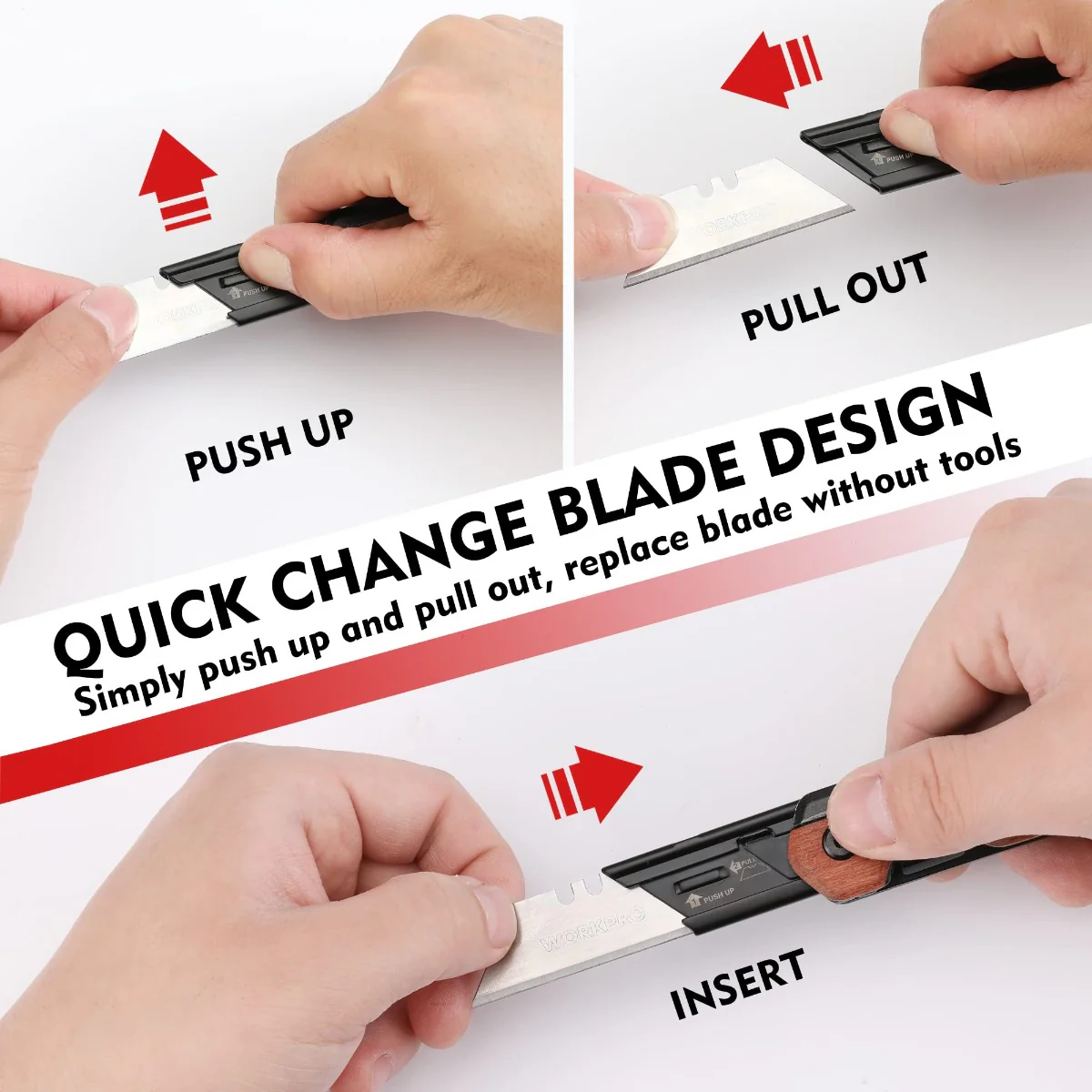 WORKPRO 2-in-1 Folding Utility Knife, Extra 10 SK5 Blades Included - Image 5