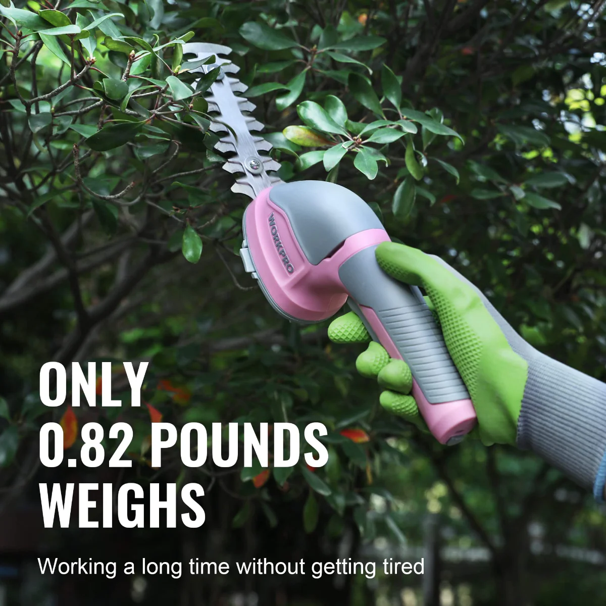 WORKPRO 2 in 1 Handheld 3.6V Electric Cordless Shrubbery Trimmer Hedge Shears/Grass Cutter - Pink Ribbon - Image 5