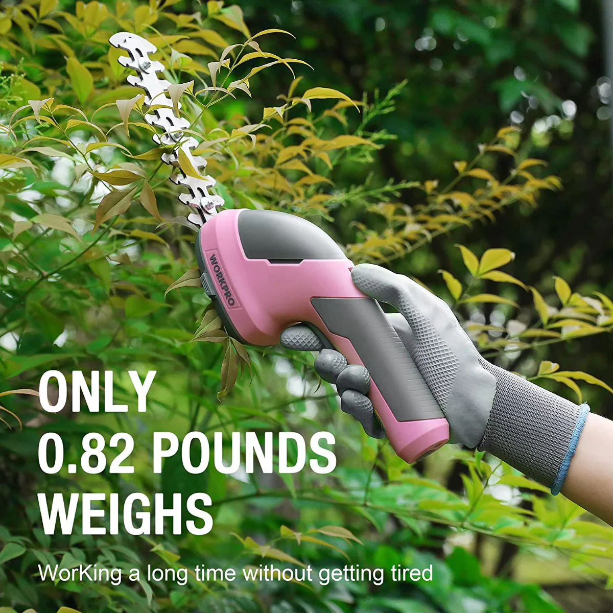 WORKPRO 2 in 1 Handheld 7.2V Electric Cordless Shrubbery Trimmer Hedge Shears/Grass Cutter - Pink Ribbon - Image 5