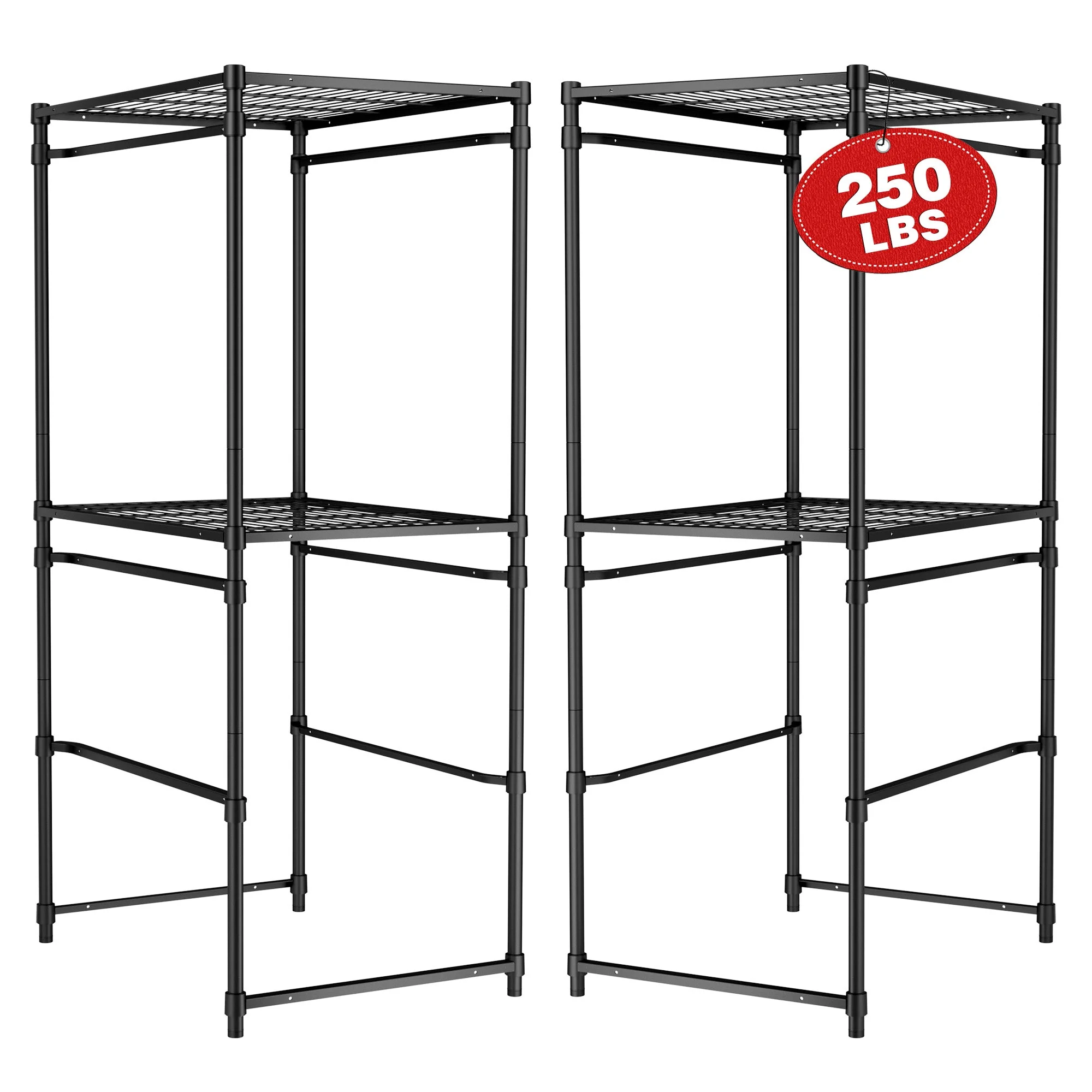 WORKPRO 2 Pack 250 LBS 5-Tier Bin Storage Rack for 27-Gallon Totes, Heavy Duty Metal Shelving Units for Garage, Basement, Pantry, Kitchen, Workspace, or Laundry Room, 30.5" x 22.5" x 69", Black