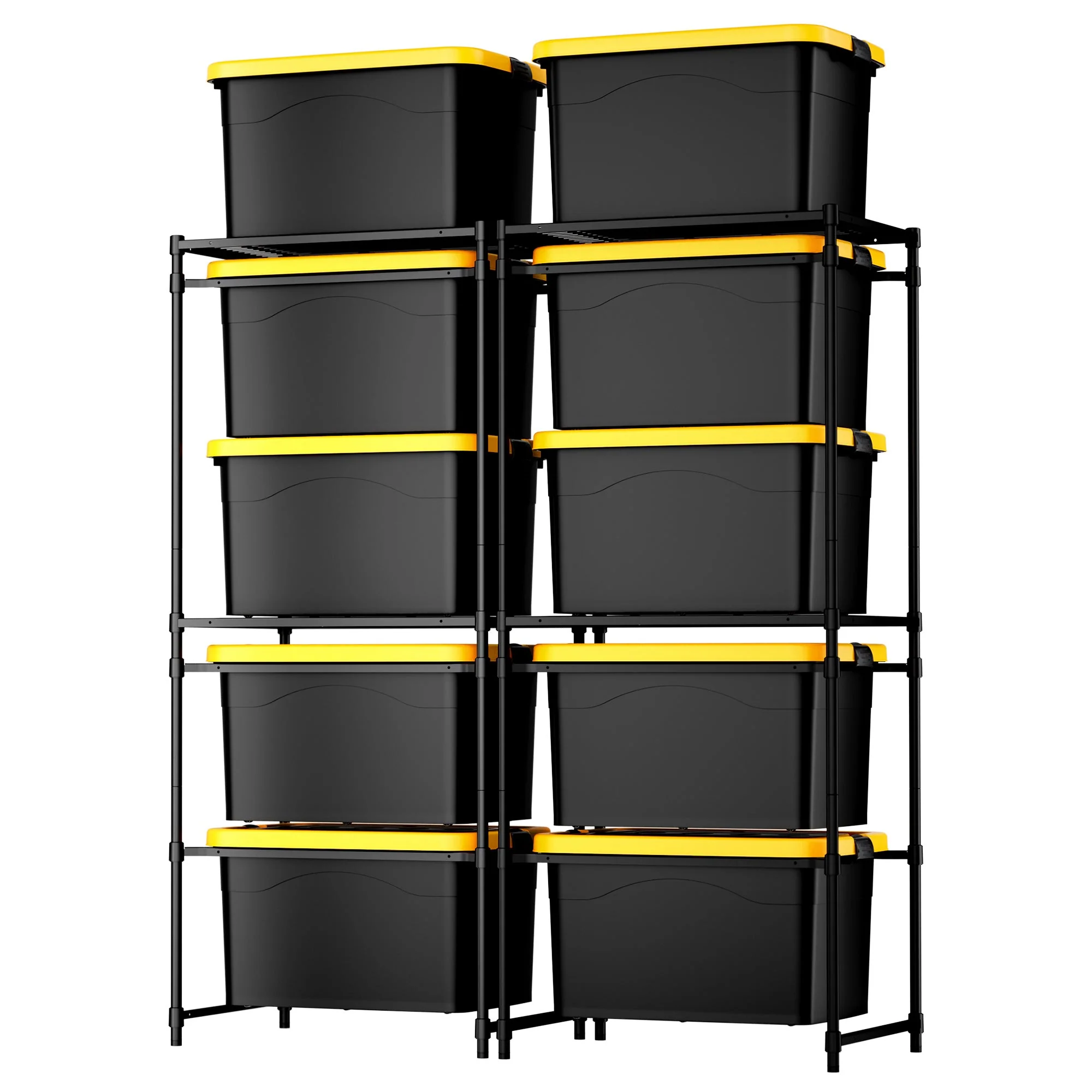 WORKPRO 2 Pack 250 LBS 5-Tier Bin Storage Rack for 27-Gallon Totes, Heavy Duty Metal Shelving Units for Garage, Basement, Pantry, Kitchen, Workspace, or Laundry Room, 30.5" x 22.5" x 69", Black - Image 10