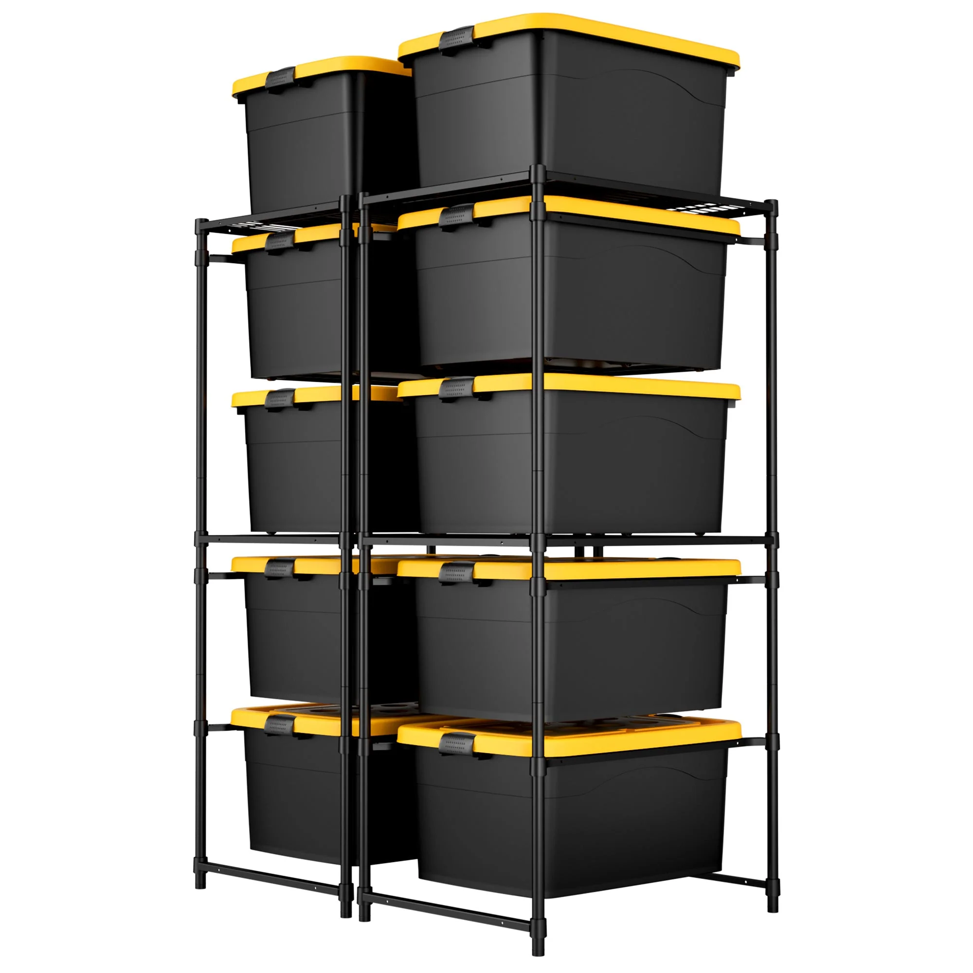 WORKPRO 2 Pack 250 LBS 5-Tier Bin Storage Rack for 27-Gallon Totes, Heavy Duty Metal Shelving Units for Garage, Basement, Pantry, Kitchen, Workspace, or Laundry Room, 30.5" x 22.5" x 69", Black - Image 11