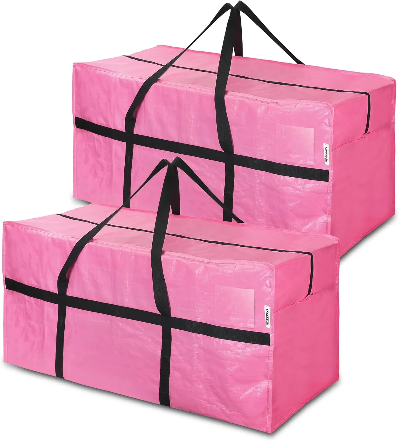 WORKPRO 2-Pack 66 Gallon Extra Large Moving Bags with Zippers & Carry Handles, Heavy-Duty Storage Totes for Moving, Dorm Move-In, Travel & Space-Saving Organization, Pink - Image 9