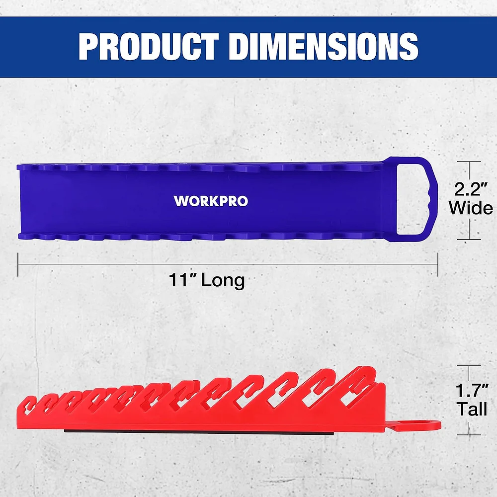 WORKPRO 2-Pack Magnetic Wrench Organizer, 12-Piece Gripper Wrench Holder for Stubby or Line Wrenches, Fits SAE (1/4" to 15/16") and Metric (6mm to 24mm), Flexible Teeth - Image 2