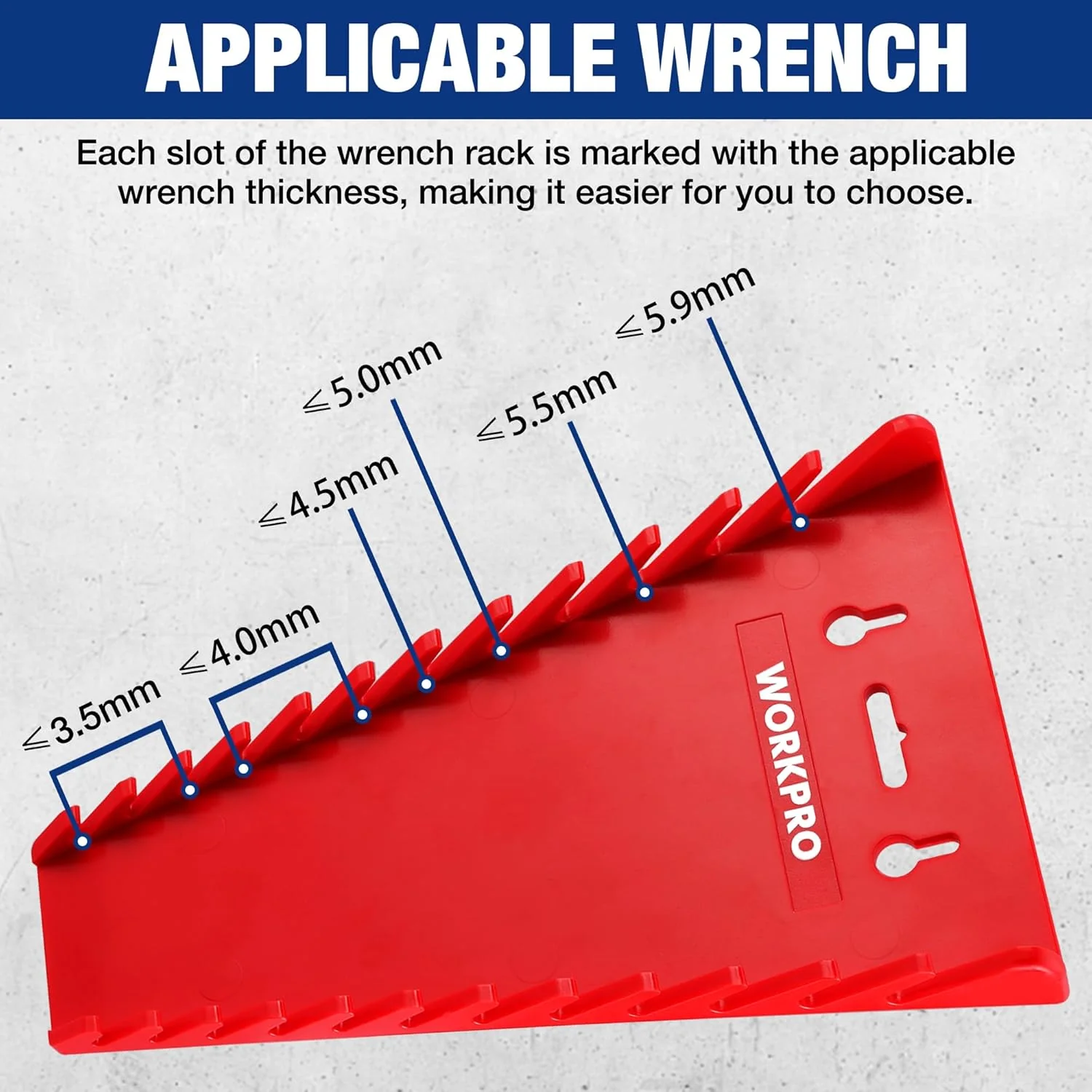 WORKPRO 2-Pack Magnetic Wrench Organizer, 12-Piece Wrench Holder Set for Tool Box Drawer, Wrench Rack Tool Trays SAE (1/4" - 15/16") and Metric (6mm-24mm) - Image 8